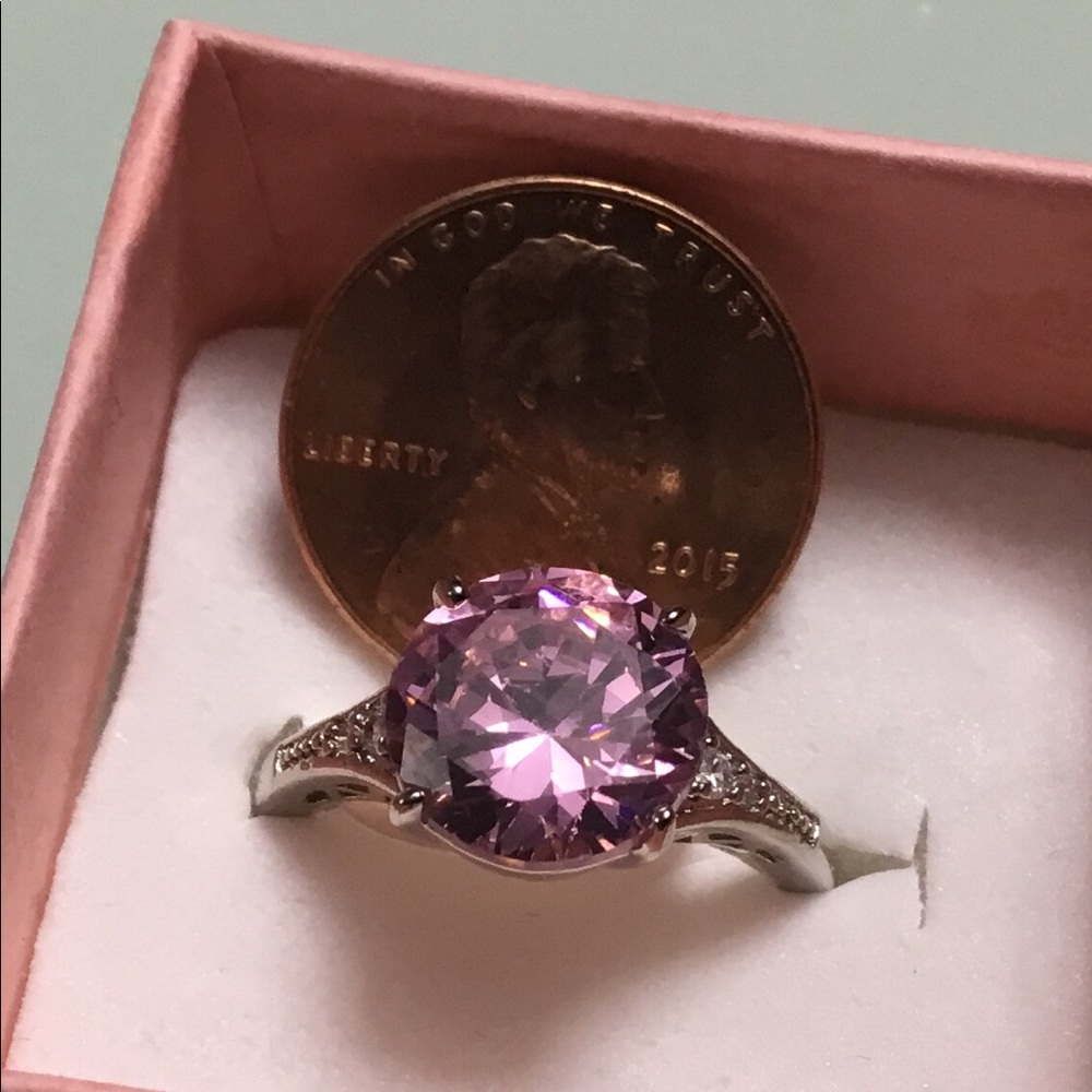 925 pink & white topaz ring - Picture 8 of 8
